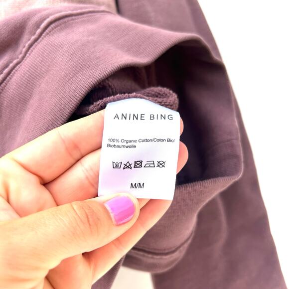 Anine Bing Harvey Crewneck Sweatshirt Washed Faded Burgundy Tie Dye Medium - Picture 7 of 11